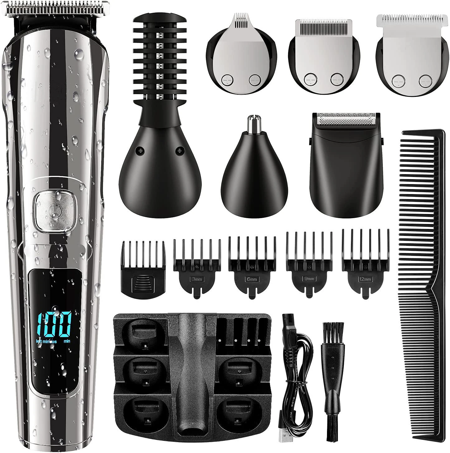 WAIKIL New Multi functional Men's Barber Rechargeable Cordless Waterproof Barber Professional Electric Trimmer sideburns trimmer 3