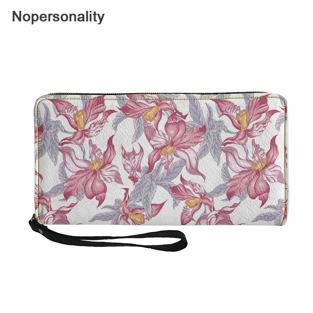 

Nopersonality Girl Leather Wallets Tropical Exotic Flowers Design Long Female Ladies Clutch Purse PU Coin Purse Card Holder