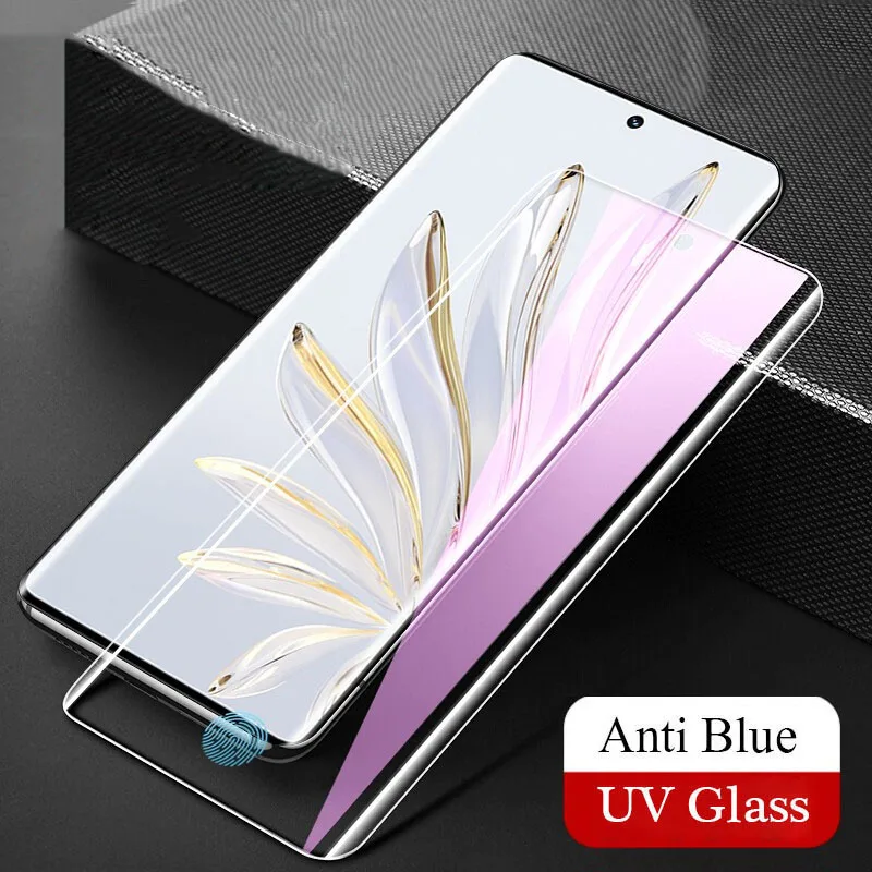 

UV Glass For Honor 70 Pro Plus 70 Pro+ Honor70Pro+ 3D Full Glue Cover Screen Protector Tempered Glass Anti Blue Matte UV Film
