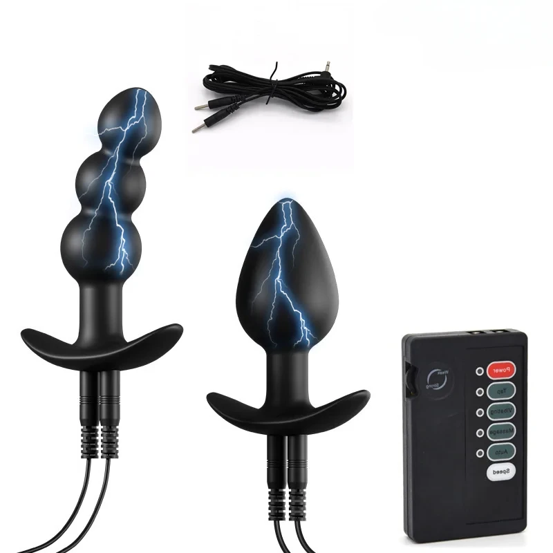 Electric Shock Anal Beads Insert Vaginal Plug Prostate Massage Anal Dilator G Spot Stimulator Body Massage Butt Plug
