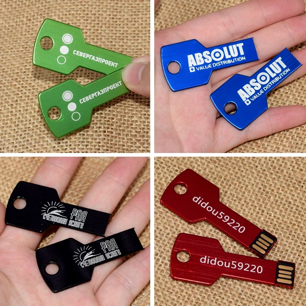 무료 커스텀 로고 USB 플래시 드라이브, 2.0 고속 펜 드라이브, 금속 USB 스틱, 키 포함, 4GB, 8GB, 16GB, 32GB, 64GB, 128GB, 30 개