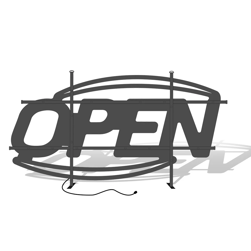 Large Customizable Iron frame Outdoor Waterproof LED Open Wall Sign for Hotel Pub Cafe Man Cave Light Art Wall Decoration