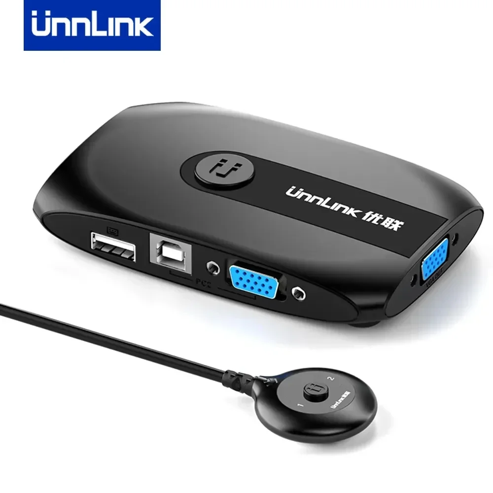 Unnlink 2X1 VGA KVM spínač 1080P switcher s extender 2 počítač notebook akcie 1 monitor 3 USB 2.0 myš klávesnice knihtiskař udisk