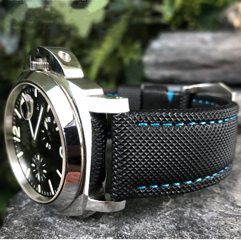 KLVN Cinturino sportivo in tela e pelle, per Panerai Sommergibile KLVN Cinturino sportivo in tela e pelle, per Panerai Sommergibile