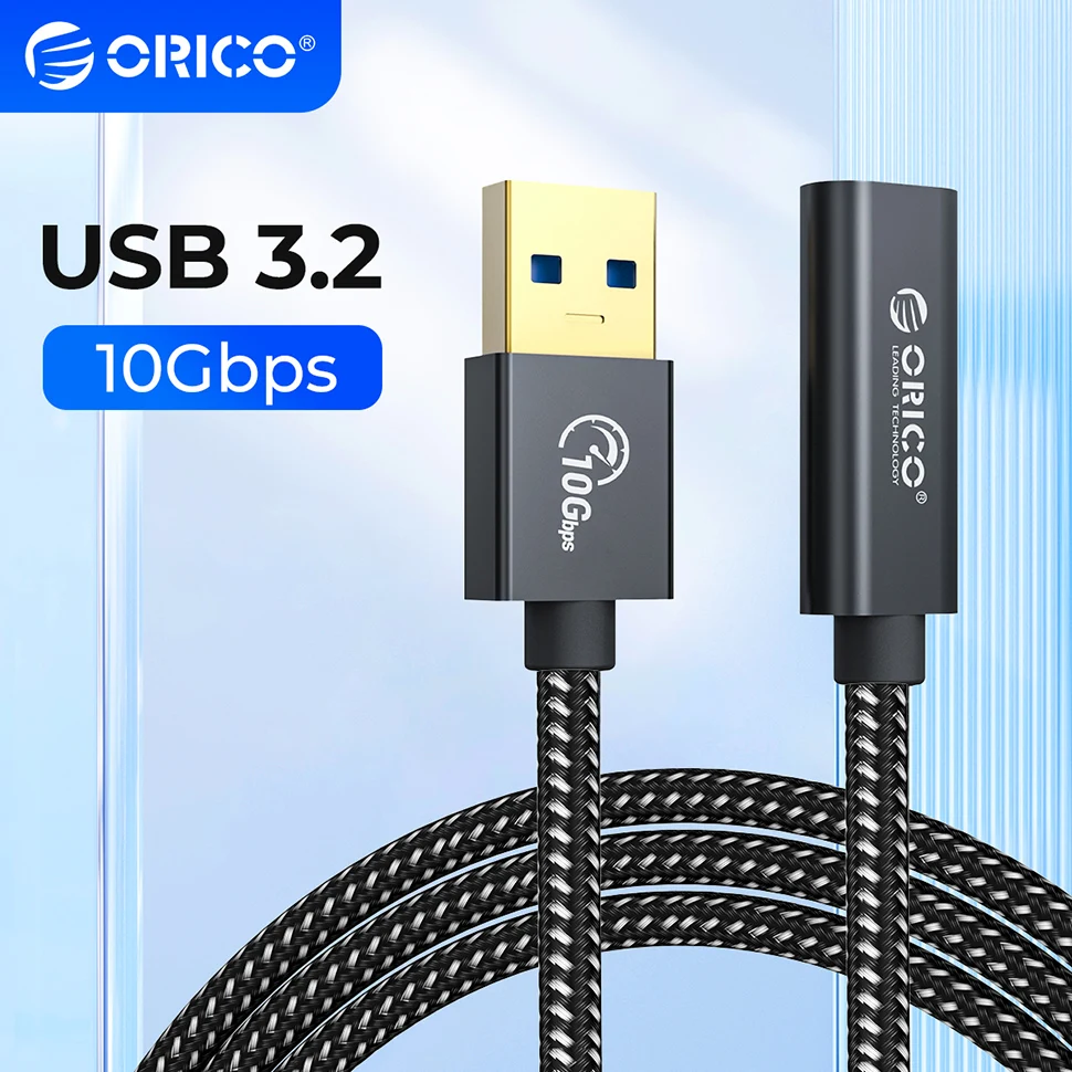 ORICO USB 3.2 Type C Female to USB A Male Extension Charging Cable Switch Wire 10Gbps 60W Charger Adapter 1M Braid