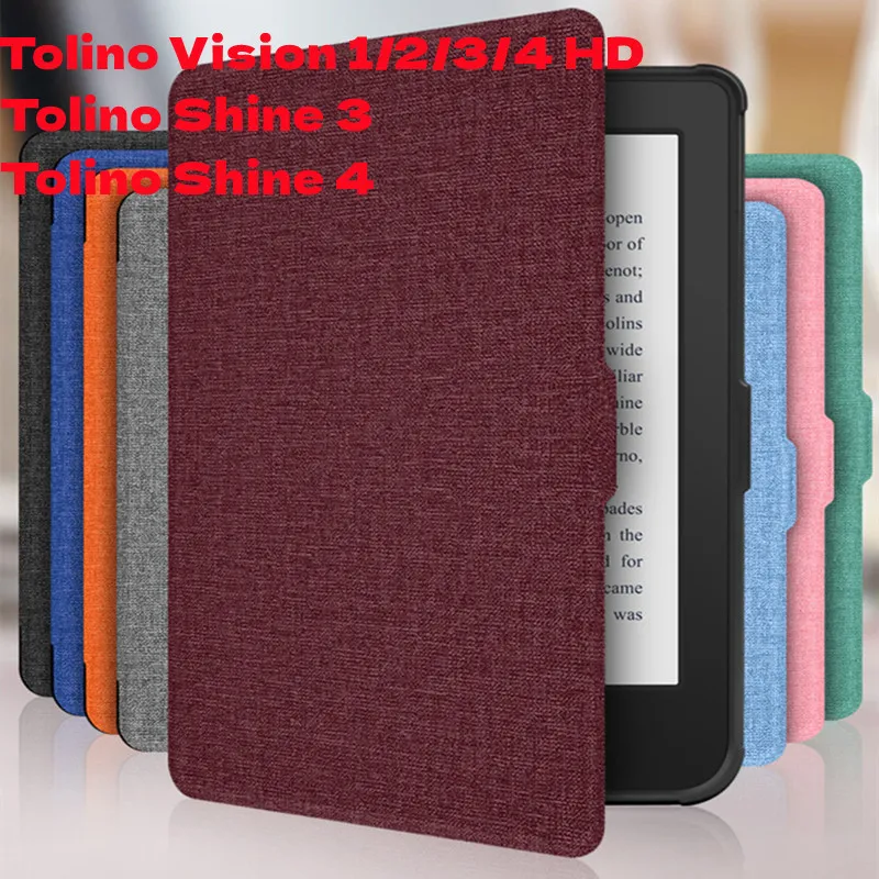

PU Leather Case for Tolino Vision 1/2/3/4 HD Ebook Reader Protective Cover for Tolino Shine 3/4 Shine4 with Hand Strap Cases