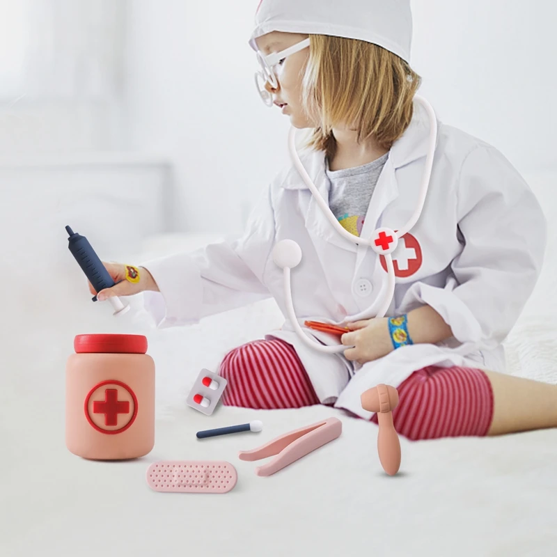 Children Doctor Toy Set Silicone Simulation Medical Box Montessori Toy Baby Play House Games Educational Toy Kid Christmas Gifts 5