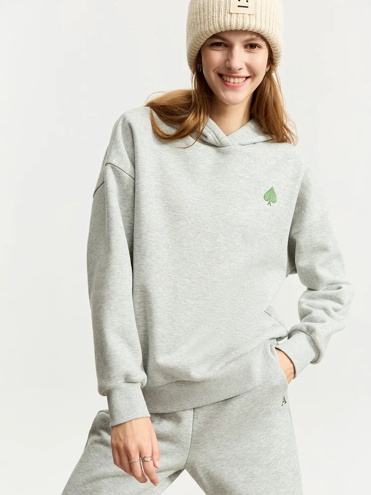 

AMII Minimalist Hoodies for Women 2024 Spring Warm Embroidery Loose Sweatshirt Casual Trousers Female Pant Separately 12324035