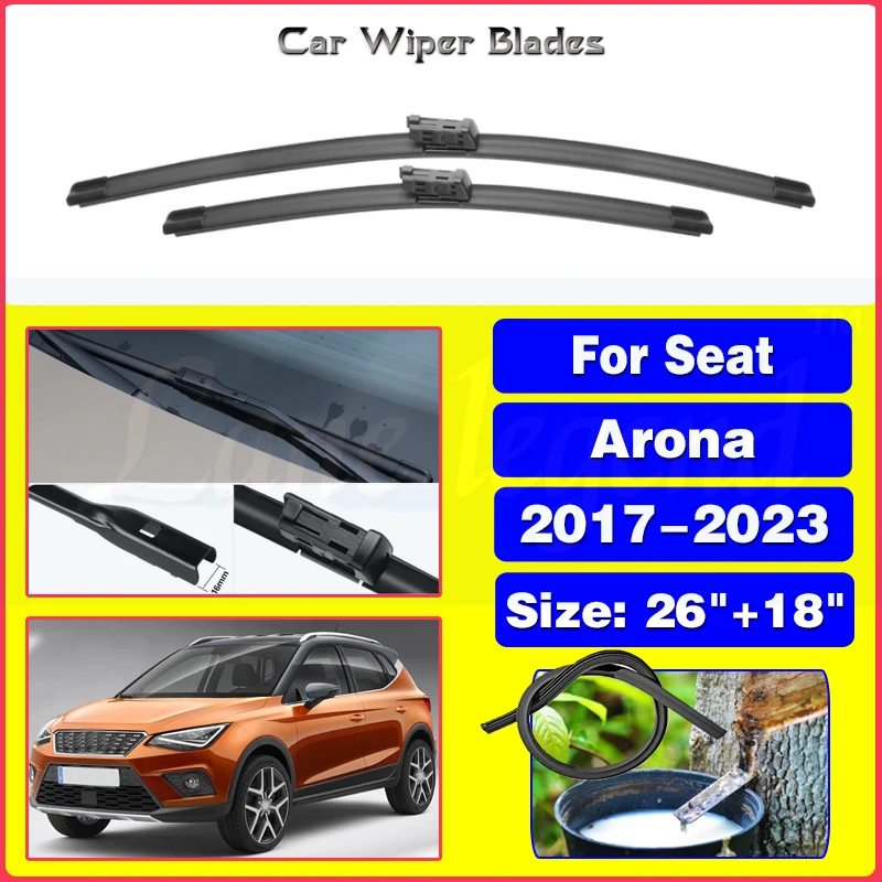 Spazzole Tergicristallo Anteriori Per SEAT Arona 2017-2023 (LHD, Guida A Sinistra) - 26" + 18", Gomma Naturale, Silenziose