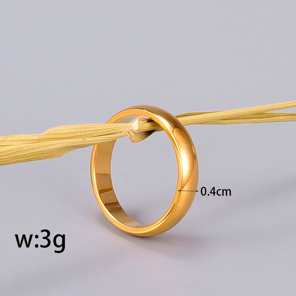 Womens Ring J98 French simple wide surface smooth For women stainless steel gold jewelry