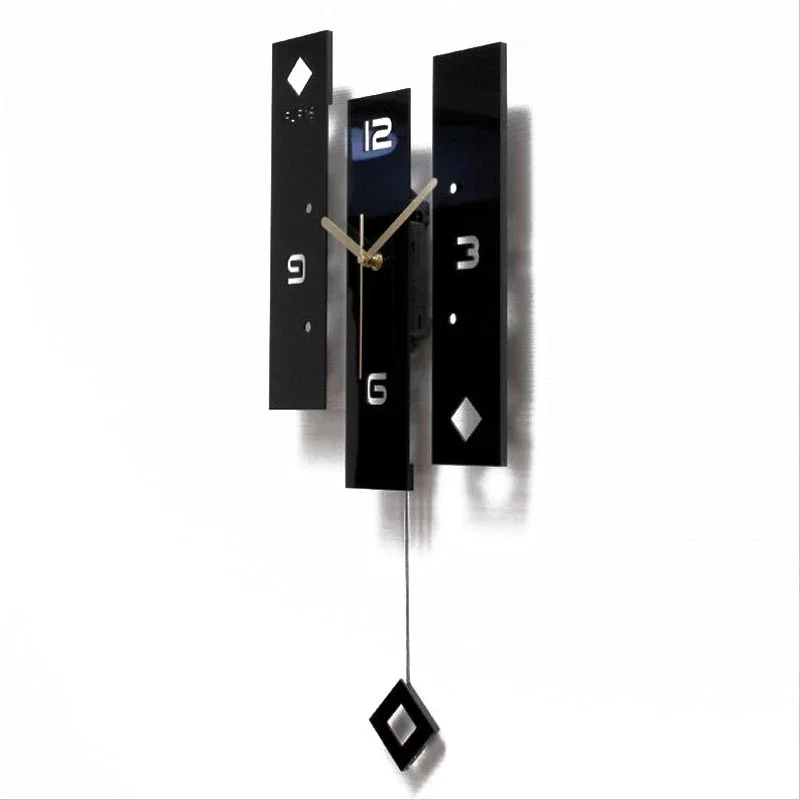 

Black Acrylic Creative Swing Wall Clock Living Room Bedroom Silent Home Fashion Clock