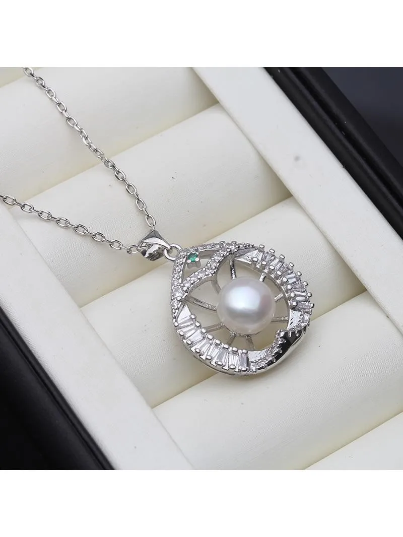 Silver Necklace Real 925 Silver Pendant With Pearl Women Natural Freshwater Pearl Necklace