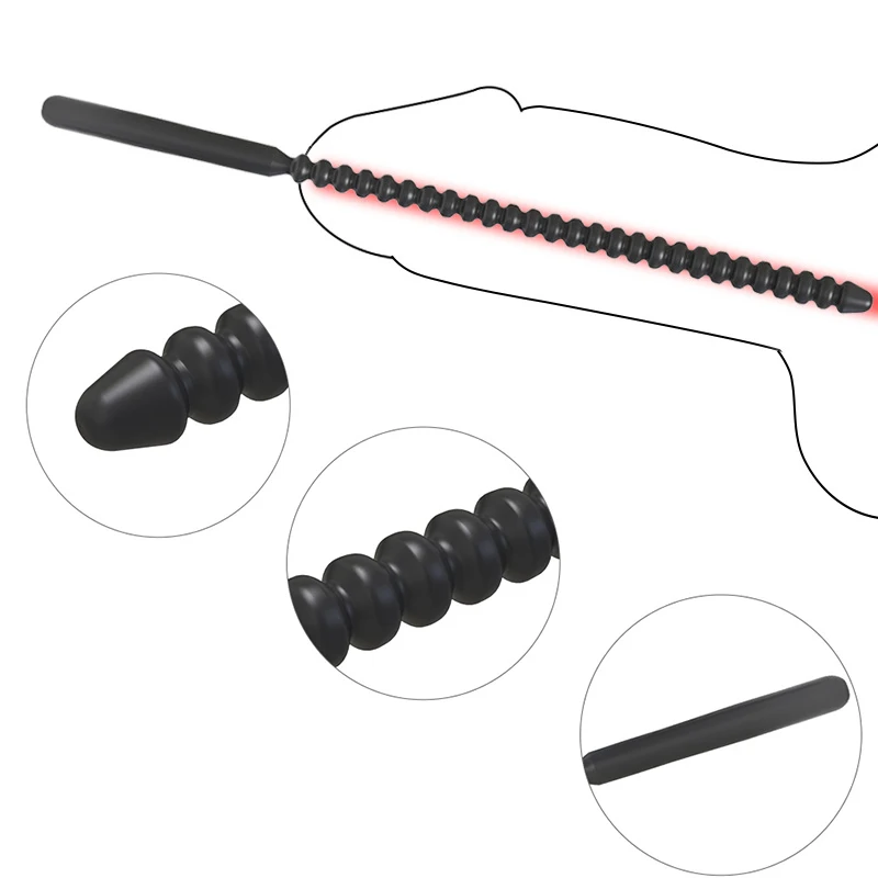 3 Sizes Silicone Thread Male Penis Plug Urethral Dilator Sound Stretching Sex Toy for Men Urethral Plug Dilator Catheter