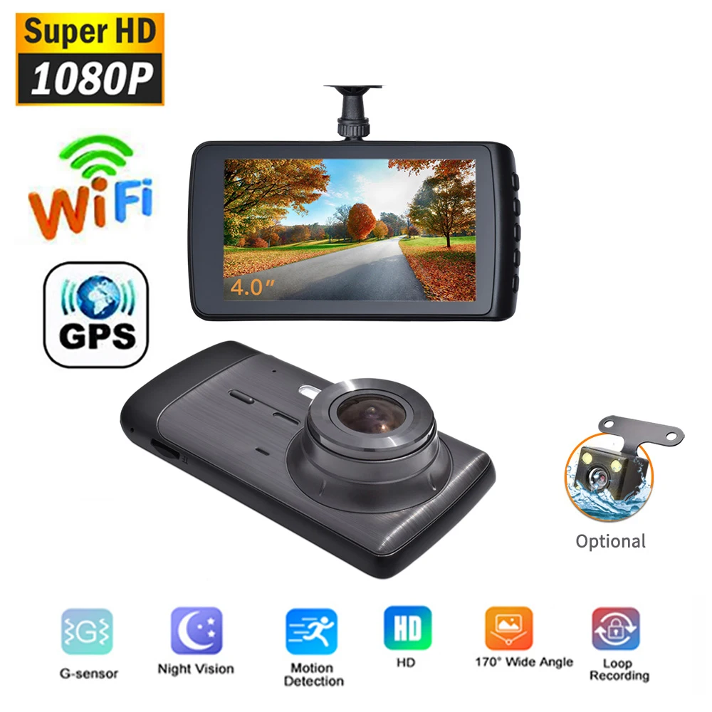 

Dash Cam Car DVR WiFi HD 1080P Vehicle Camera Drive Video Recorder Night Vision Black Box Auto Parking Monitor GPS Registrar