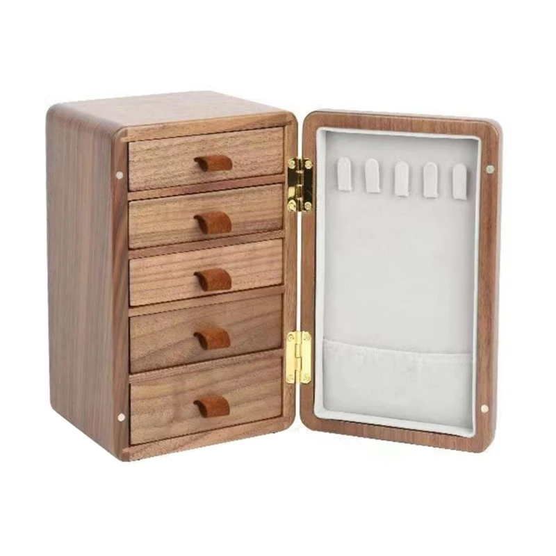 

634C Elegant Storage for Women 5Drawers Jewelry Wood Necklace Box