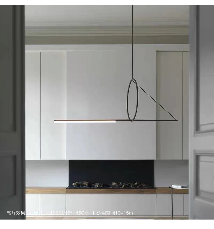 hanging lamp Modern geometric minimalist restaurant bar kitchen chandelier creative personality restaurant long simple LED black chandelier pendant lighting for kitchen island