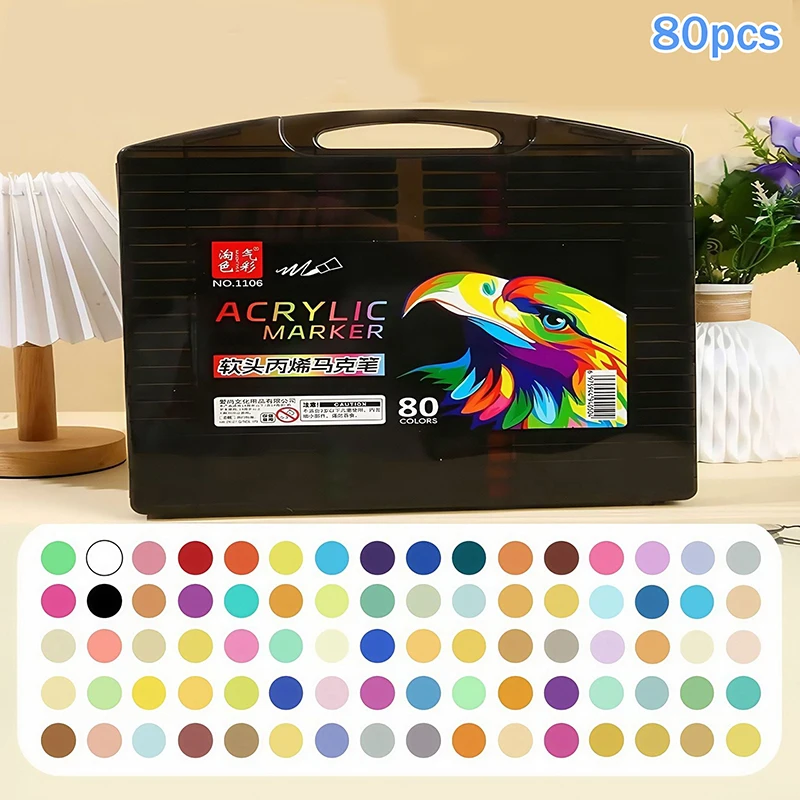 Set di Pennarelli Acrilici da 12-80 Colori per Disegno e Schizzi, Marcatori a Punta Oleosa per Graffiti, Manga, Scuola, Legno e Plastica - immagine 2