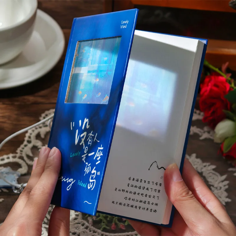Artistic Translucent Cover Hardcover Notebook with Stickers - 96 Pages, A6, Thickened Quality