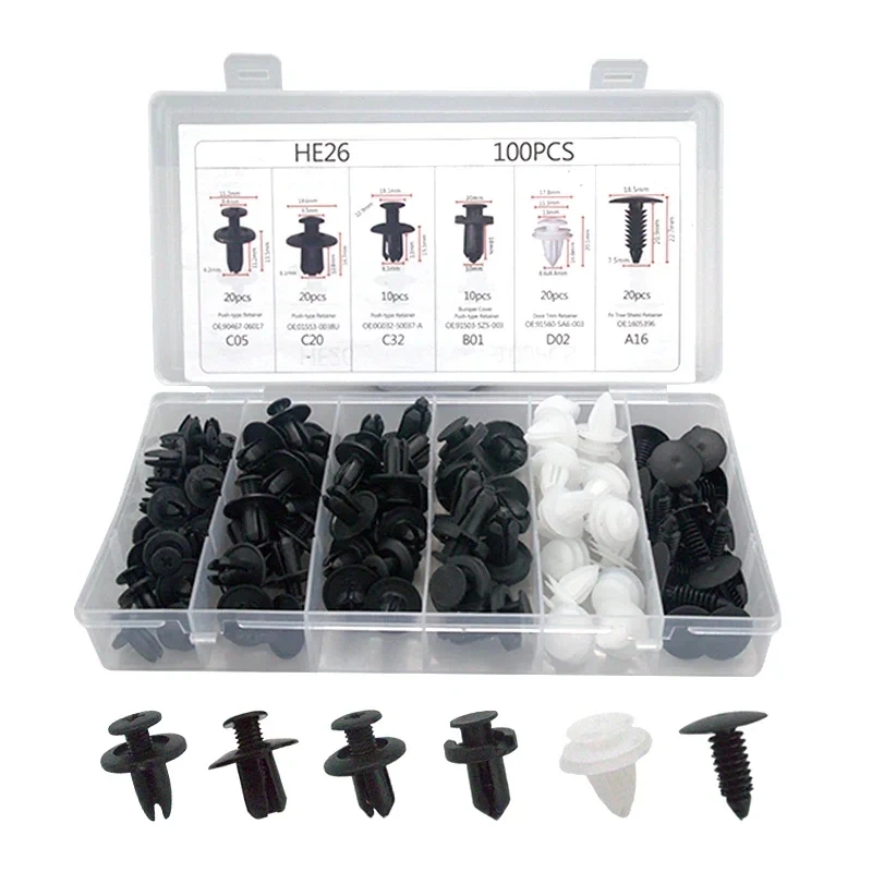 Auto Fastener Clip Mixed Car Body Push Retainer Pin Rivet Bumper Door Trim Panel Fastener Kit Car Clips Box or Bag packaging