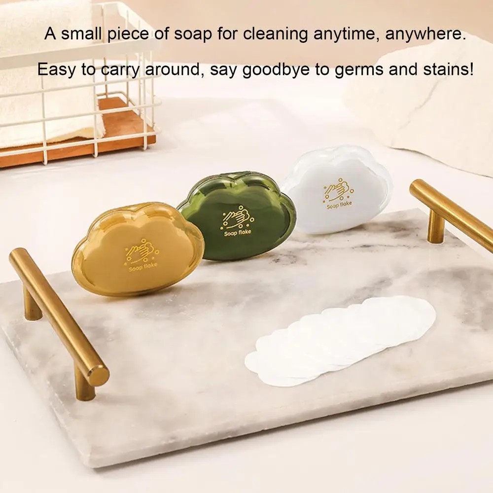 Description Picture 2 of item50Pcs Disposable Soap Paper Travel Portable Soap Flakes Quick Soluble Washing Hand Mini Paper Soap Scented Sheet Bath Hotel
