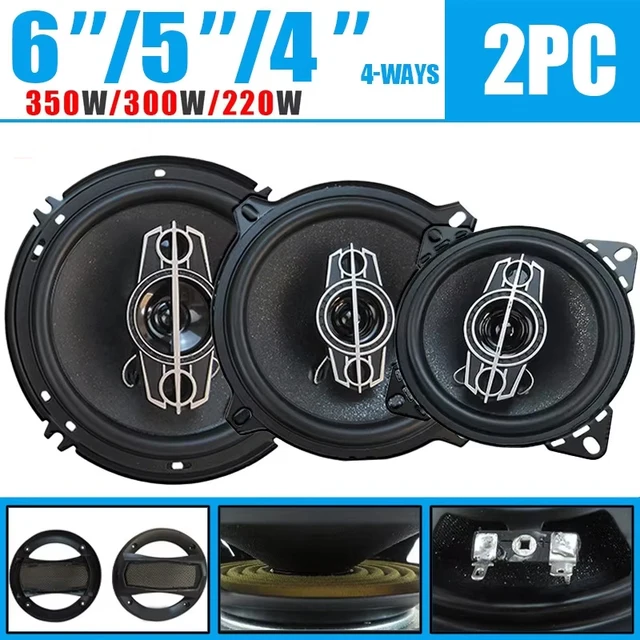 1Pair 4/5/6 Inch 4-Way 220W/300W/350W Universal Car HiFi Coaxial Speaker Auto Music Stereo Car Door Full Range Speakers Woofer