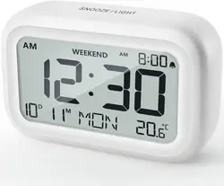Sleek Multifunctional LCD Desktop Clock with Calendar and Temperature Display (WHITE)