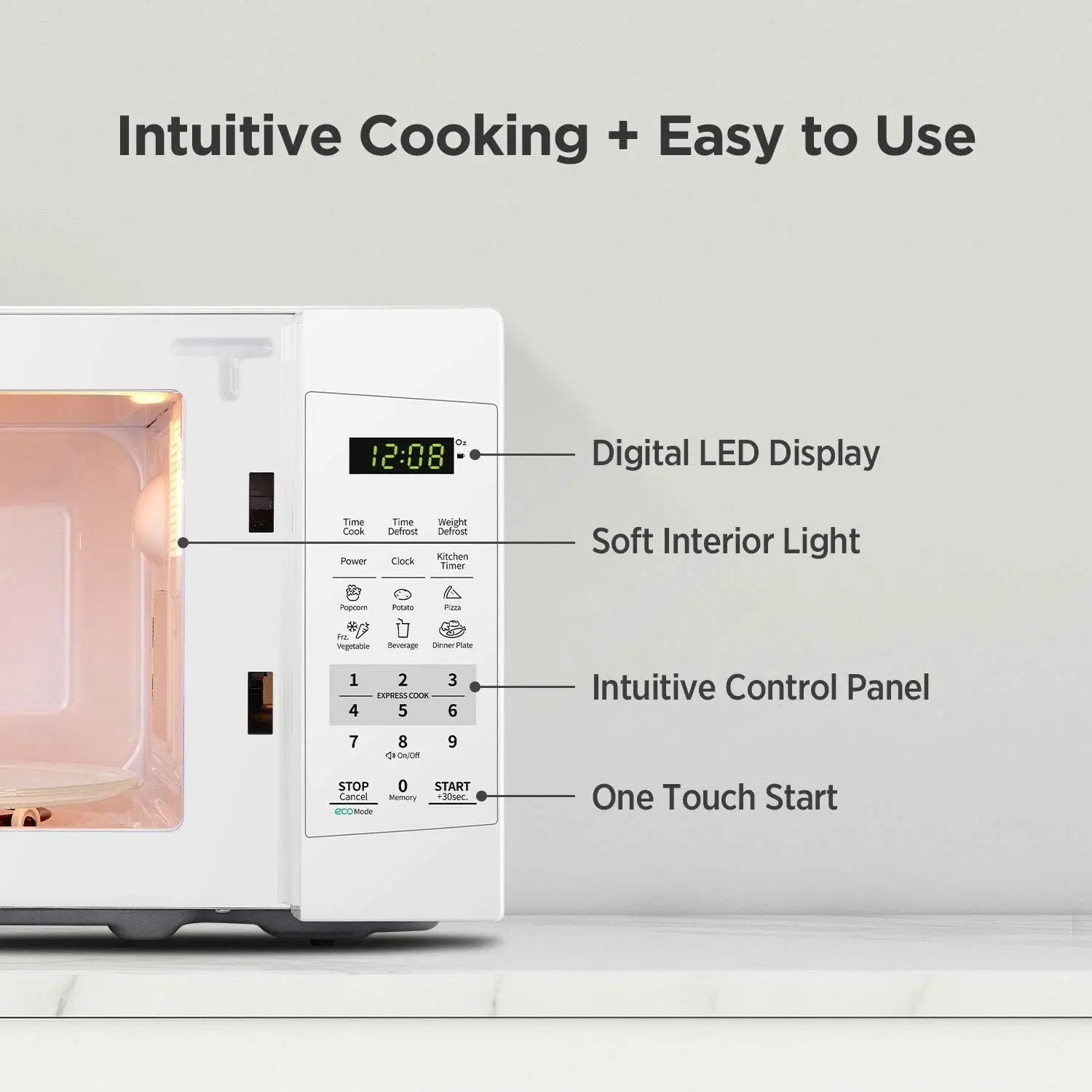 EM720CPL-PM Countertop Microwave Oven with Sound On/Off, ECO Mode and Easy One-Touch Buttons, 0.7 Cu Ft/700W, Pearl Whit 6