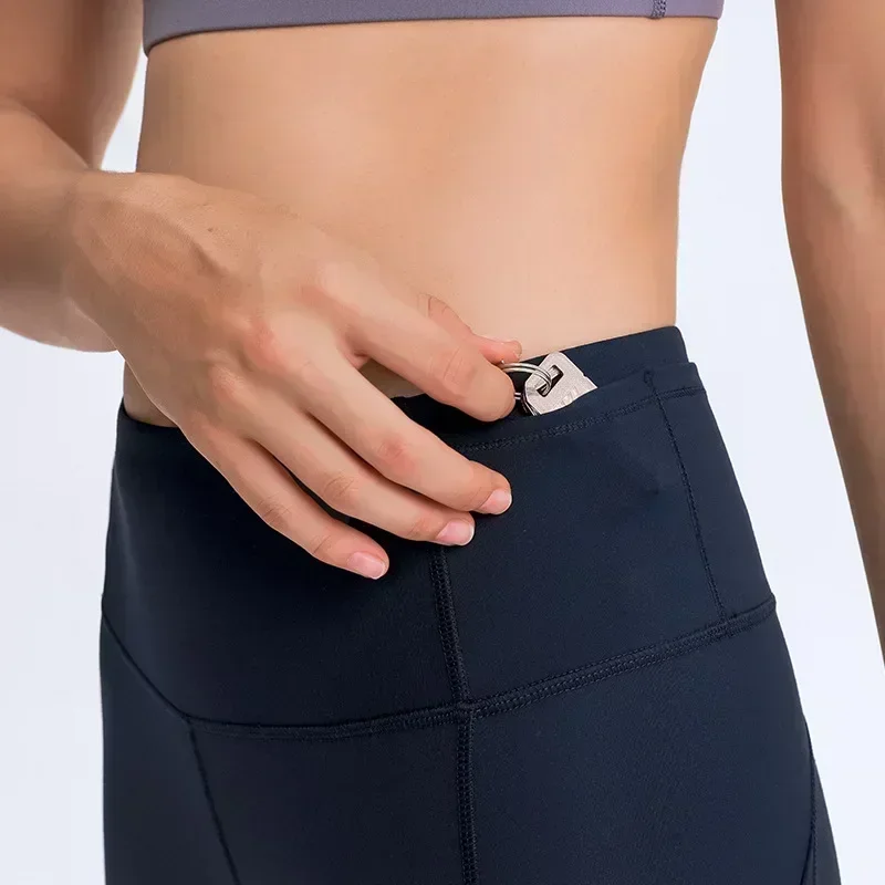 Women High Waist Elasticity Multi-pocket Workout Sports Leggings Fast Free Yoga Pants 25 