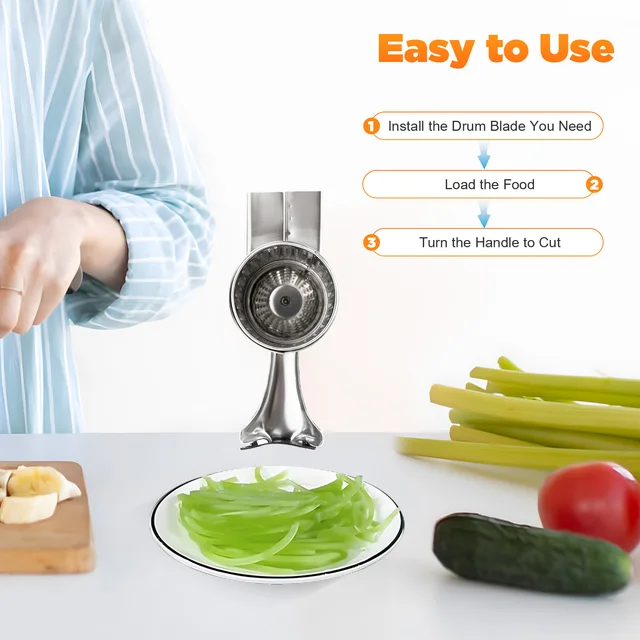 Manual Potato Grater Grater Food Processor Stainless Steel With 5-Drums - Image 4