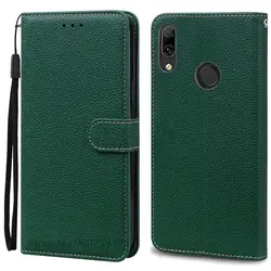 Premium Flip Leather Wallet Phone Case - Elegant Protective Cover with Card Slots and Magnetic Closure for Y7 2019-Y7Prime 2019 (Dark Green)