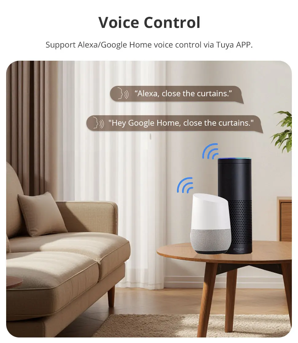 Zigbee Smart Electric Sliding Curtain Motor with Customized Track Works with Tuy