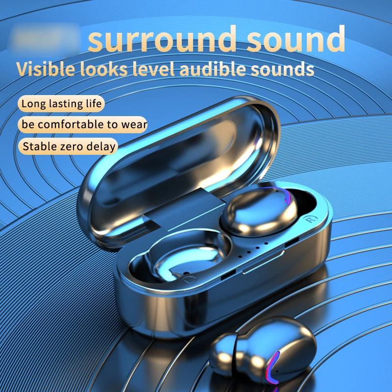 

5.1 Smiling Bluetooth Earphones Noise Cancelling Wireless Earphones With No Delay Sports Headphones Power Display