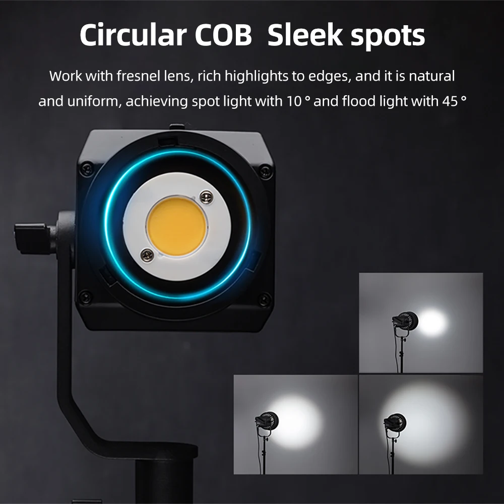 NANLITE Forza 휴대용 야외 LED 조명, 단일 COB 조명, 보웬스 브래킷 포함, 60W, 5600K 사진 조명