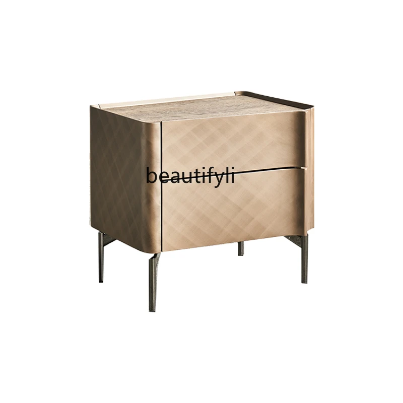 

Italian Minimalist Bedside Table Bedroom Bedside Cabinet Natural Marble Art Bedside Table