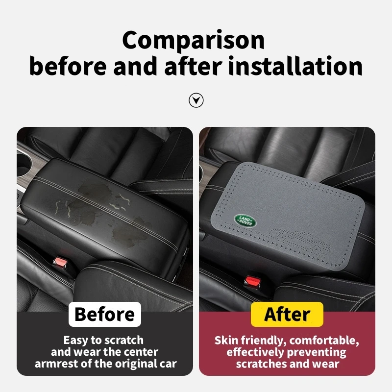 Suede Car Central Armrest Pad Anti Slip Cushion for Land Rover Discovery 3 4 Range Rover Freelander 1 2 SVR Evoque car armrest cover