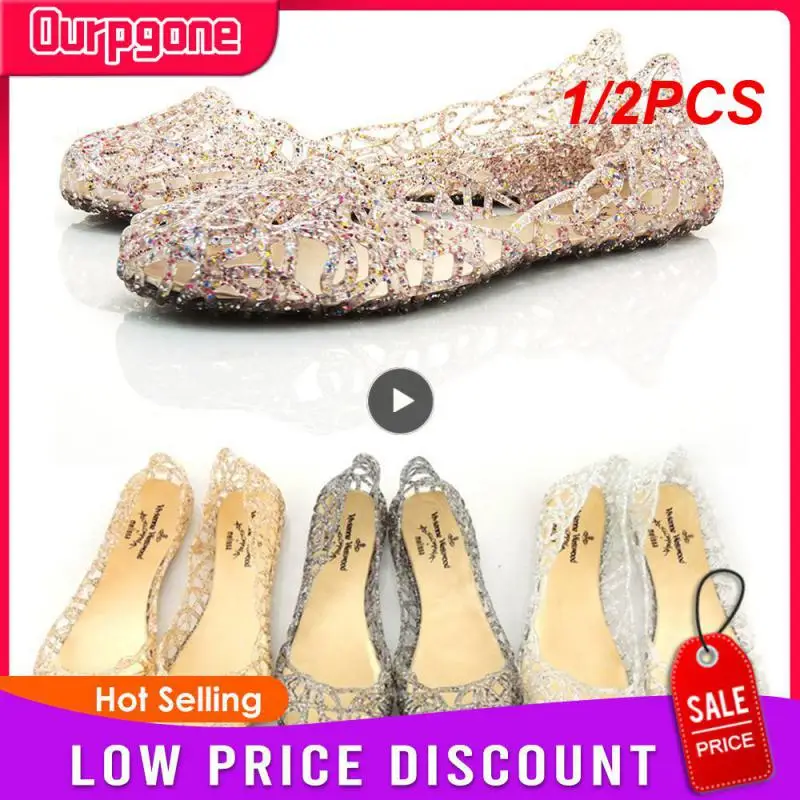 

1/2PCS Clear Jelly Shoes Womens Jelly Sandals Summer Plastic Shoes Woman Mesh Flat Hollow Out Girl Sandalias Sapatos New