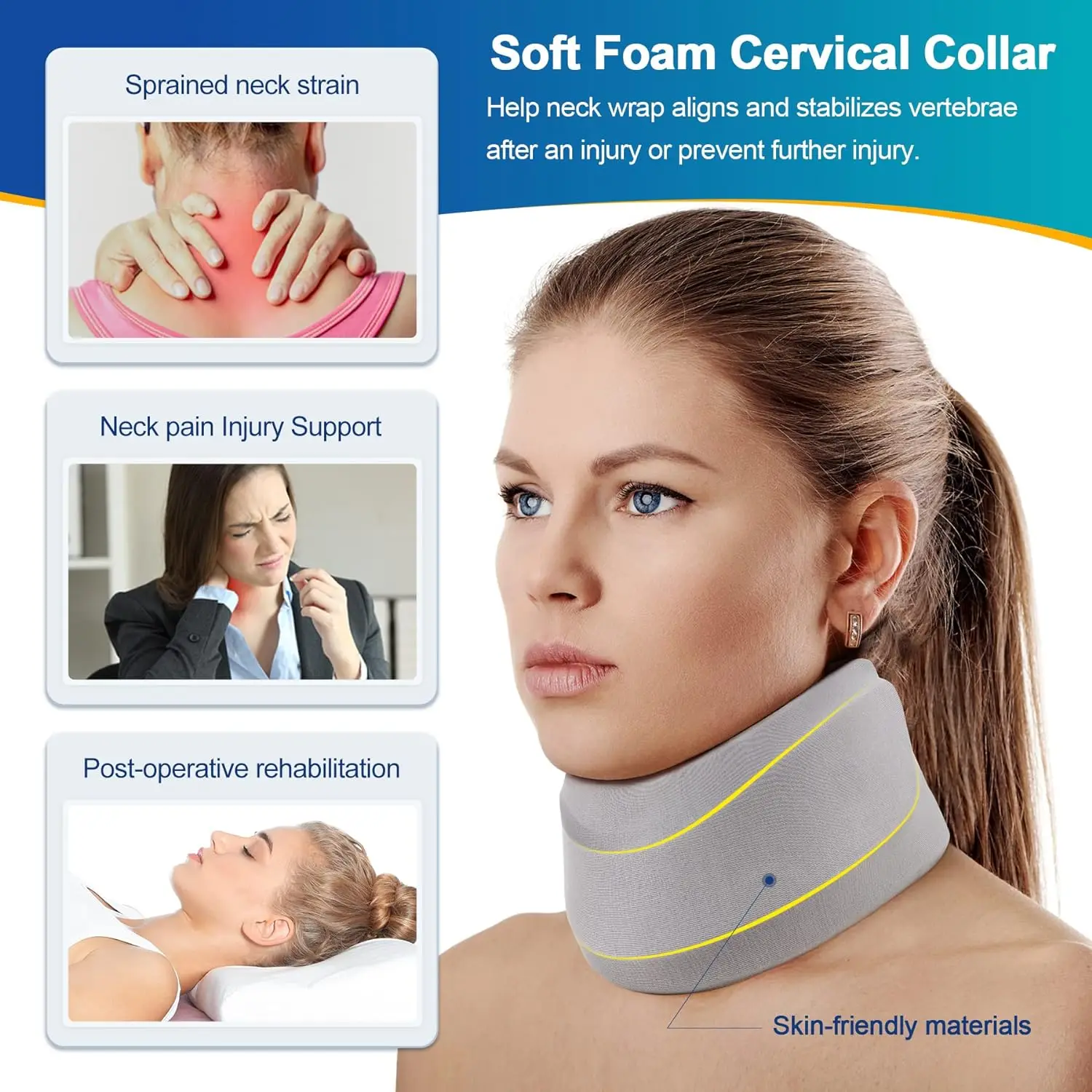 Neck Brace for Sleeping -Cervical Collar Relief Neck Pain and Neck Support Soft Foam Wraps Keep Vertebrae Stable for Women & Men 4