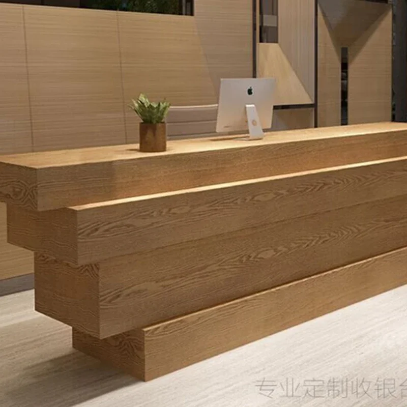 Salon Counter Reception Desk Wood Podium SalonLuxury Modern Simple Hotel Reception Desk Conference Mostrador Cajero Furniture
