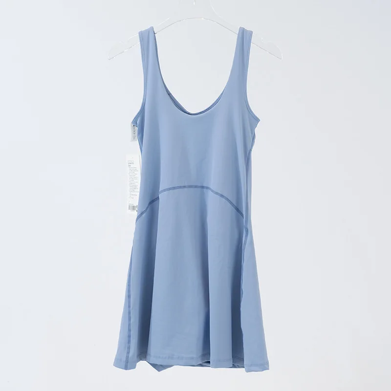 Women's Sports Dresses Short Skirts Nylon High Stretch Breathable Back Tank Short Dress Breathable Tennis Skirt