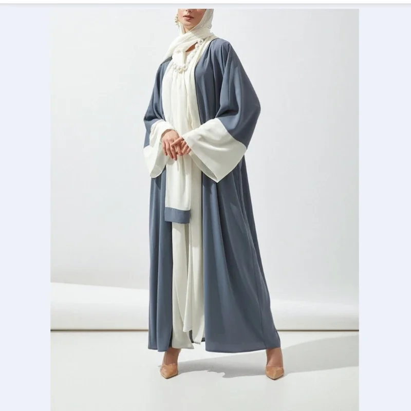Muslim Mid-Length Dubai Abaya Clothing Sunscreen Stitching Cardigan Djellaba Foreign Trade Long Dubai abaya dress abayat