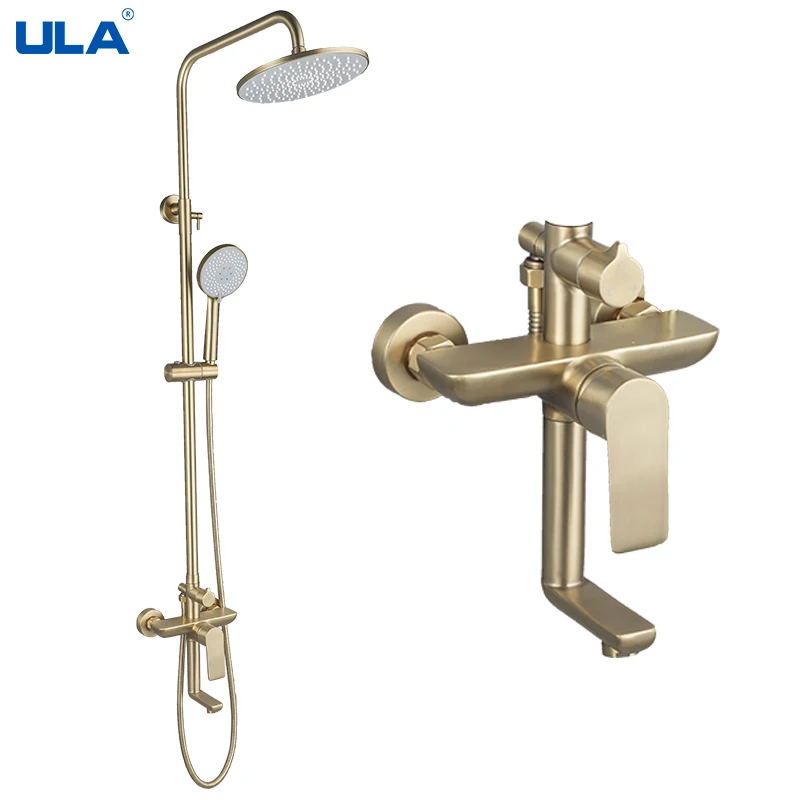 

ULA Golden Shower Faucet Stainless Steel Bathroom Faucet Mixer Tap Bathtub Shower Faucet Rain Shower Head Rainfall Shower System