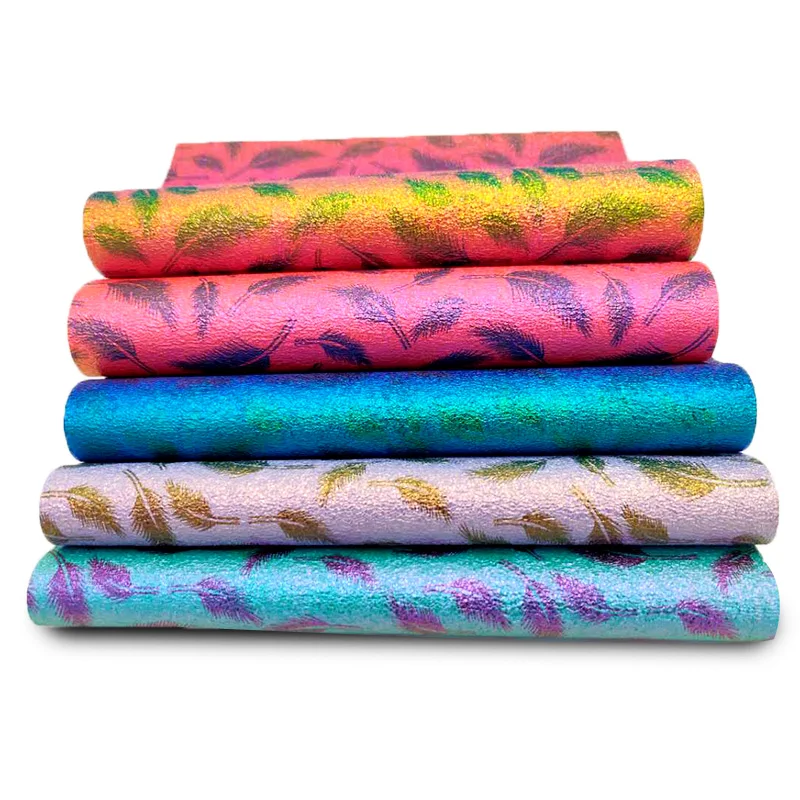 

Holographic Rainbow feather Faux Leather Sheets Fabric PU for make earrings bow Sewing Materia Arts Crafts Garden 30*135cm