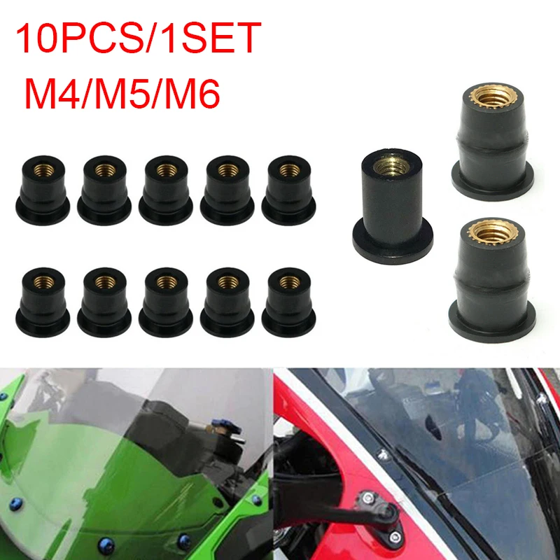 Motorcycle Rubber Well Nuts Sun Blind Windscreen Fairing Riding Accessories Fasteners M4 / M5 / M6 10 Motorcycle decoration