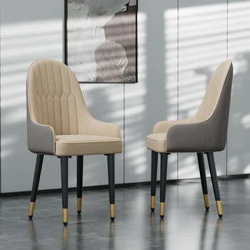 2-Piece Luxurious High Back Dining Chairs Microfiber & Silicone Leather Upholstered Solid Legs Accent Seat