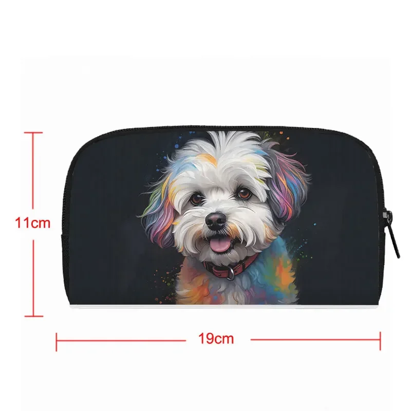 Cute German Shepherd Pug Border Collie Chihuahua Dog Print Wallet Watercolor Painting Dog Credit Card Earphone Holder Purse 2