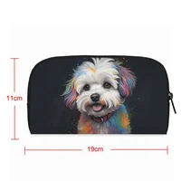 Cute German Shepherd Pug Border Collie Chihuahua Dog Print Wallet Watercolor Painting Dog Credit Card Earphone Holder Purse 2