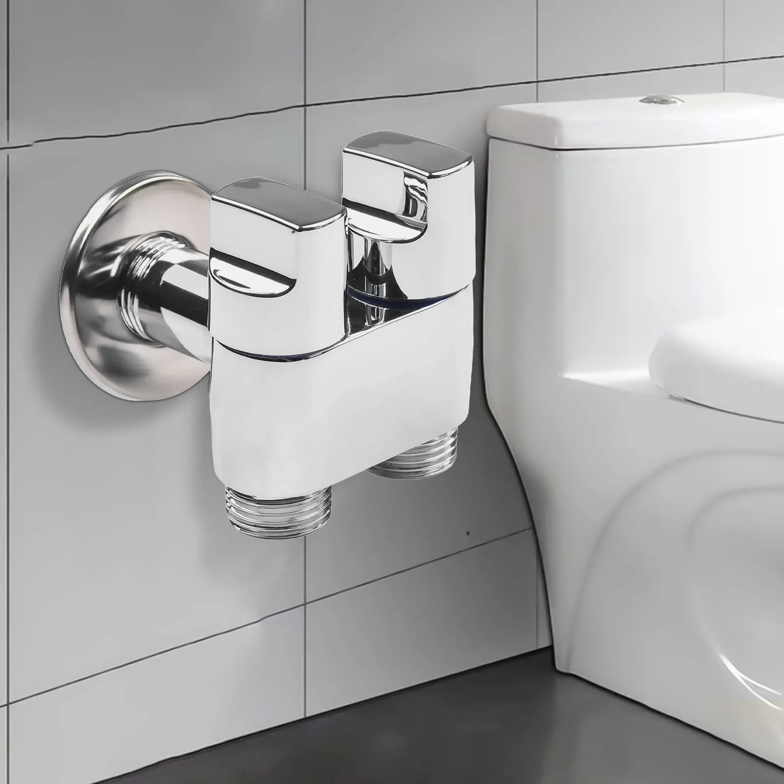 Zinc Alloy Angle Valve Wall Mount Toilet Bidet Sprayer Set One In Two Out Water Cleaning Sprayer For Bathroom Toilet Accessories 6