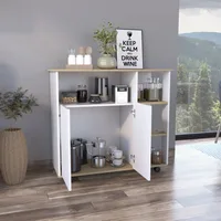 Light Oak and White 4 Shelf Kitchen Island Storage Organizer 2