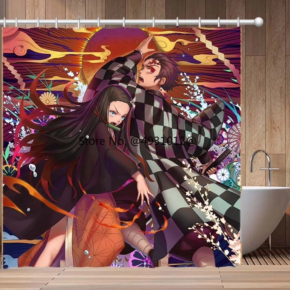 2023 Anime Demon Slayer Waterproof Shower Curtains Anime Gif Bathroom  Decoration with Hook 3D Print Bath Drapes - AliExpress