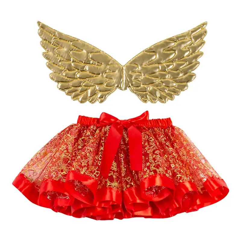 

Christmas Tutu Skirt Ruffle Skirts Christmas Red Tutu Ballet Dance Dress Ruffle Skirts Layered Tulle With Wings Princess Tutu